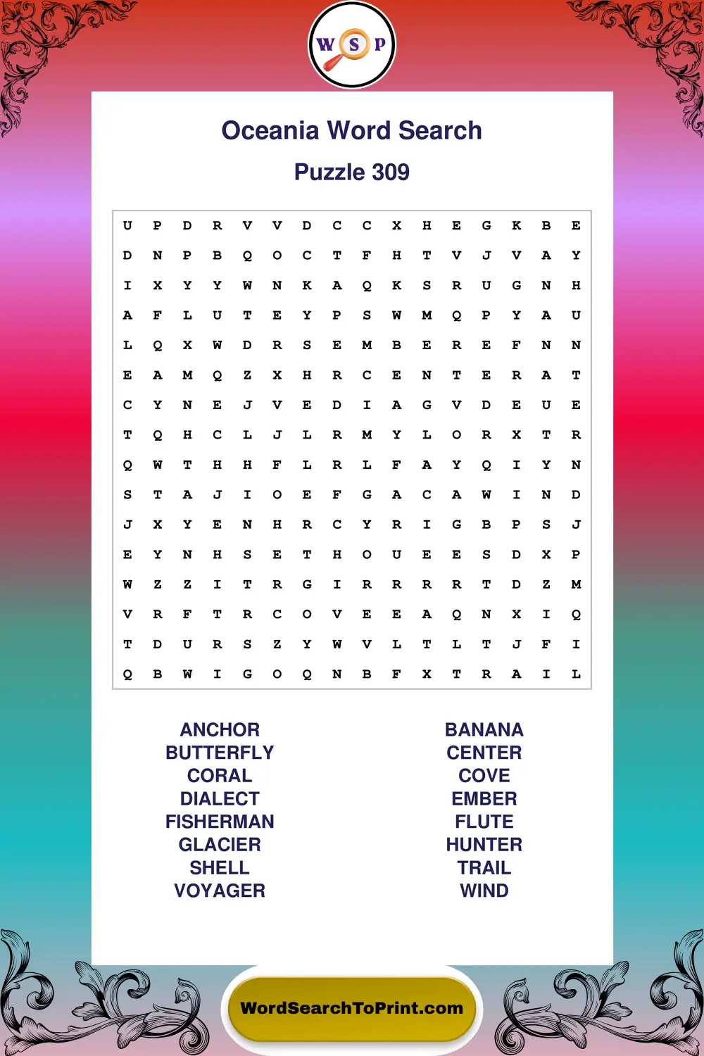 Oceania Word Search Puzzle 309