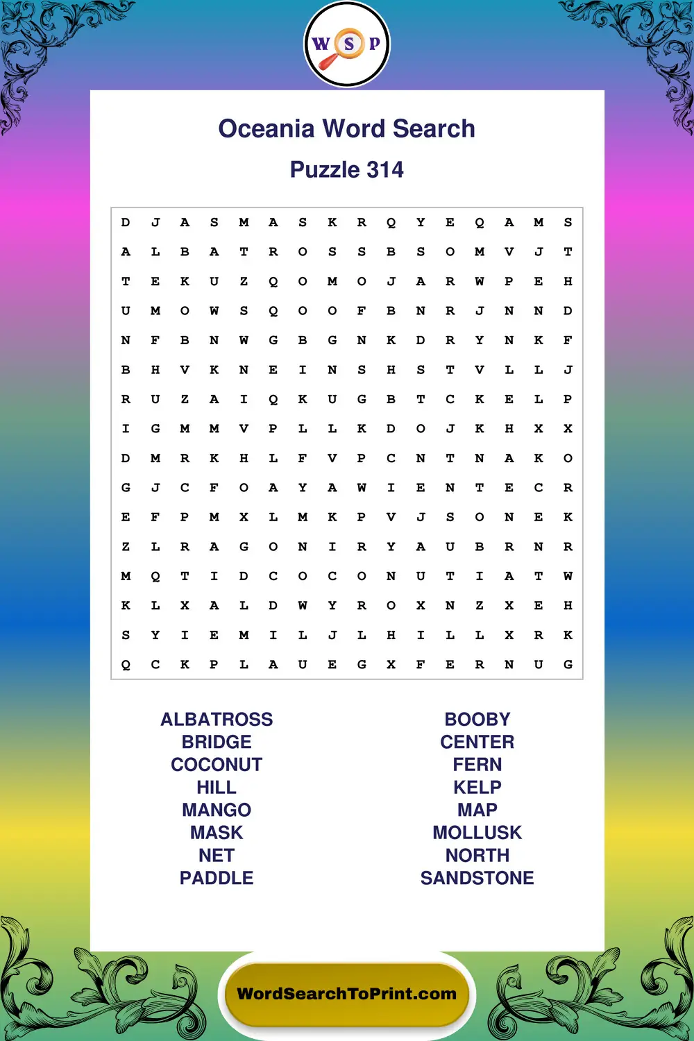 Oceania Word Search Puzzle 314