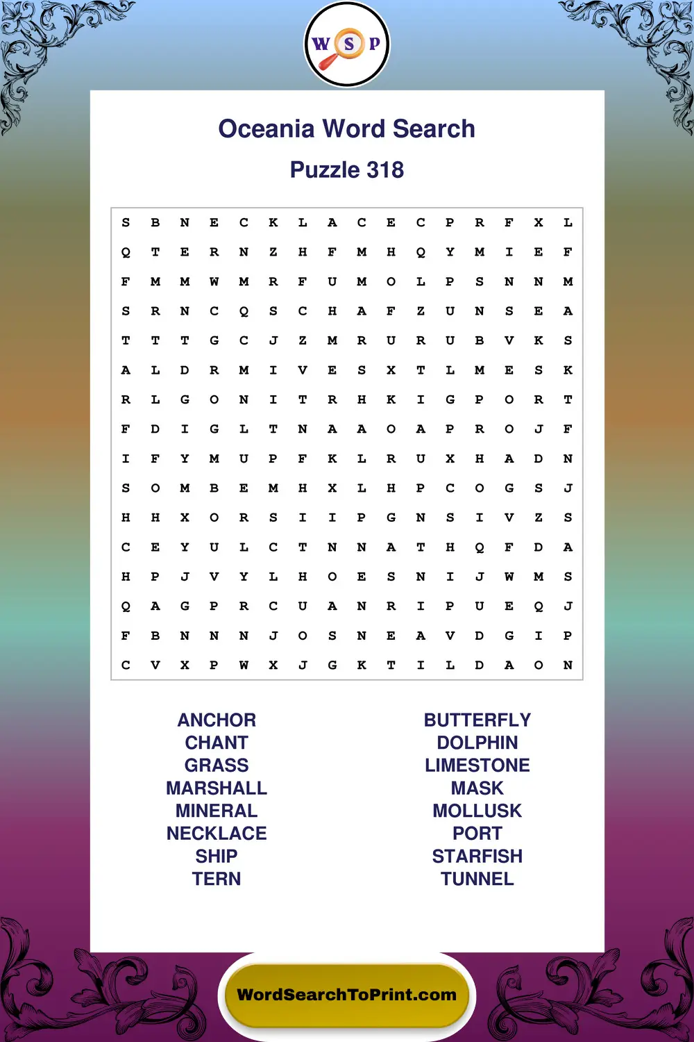 Oceania Word Search Puzzle 318