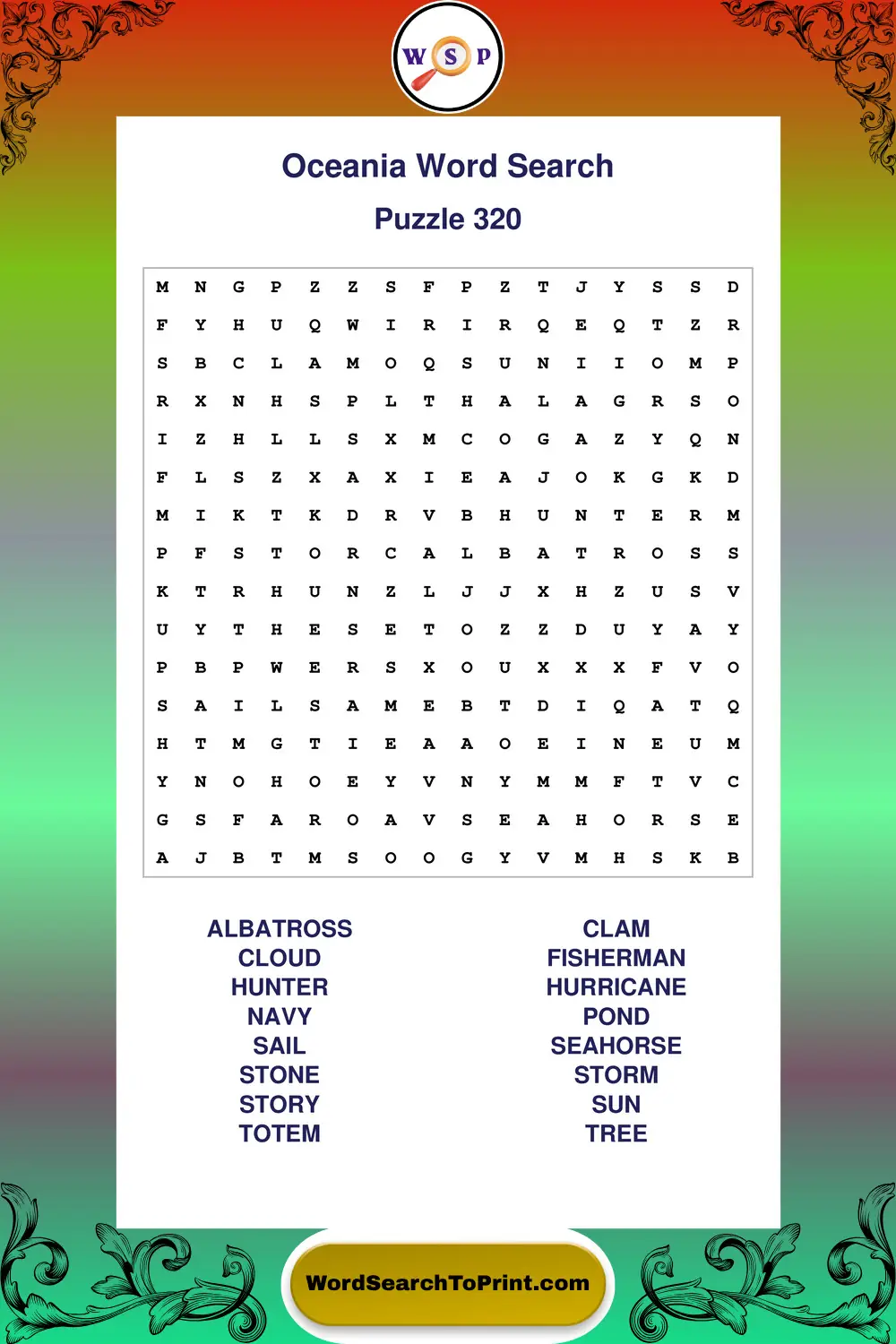 Oceania Word Search Puzzle 320