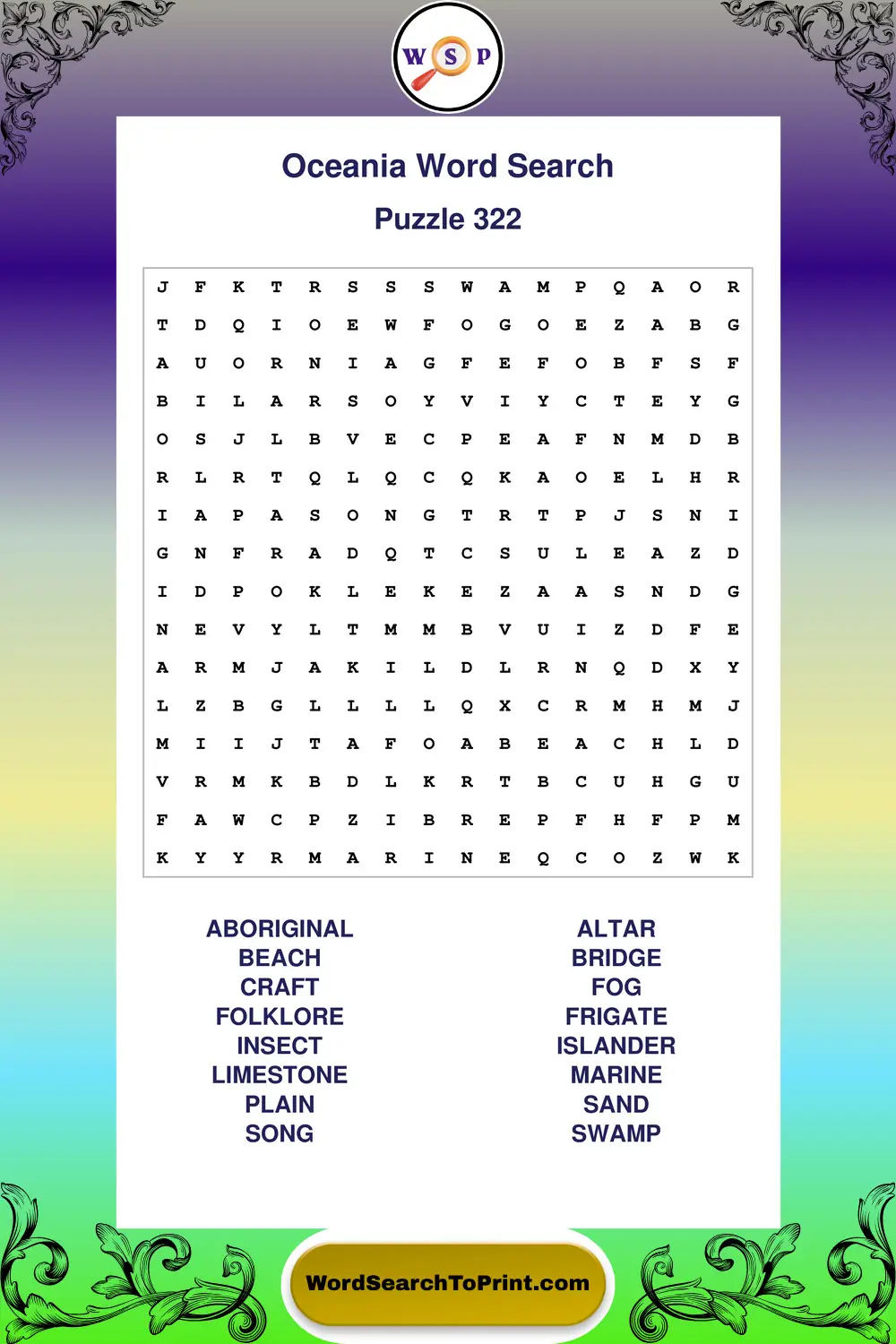 Oceania Word Search Puzzle 322