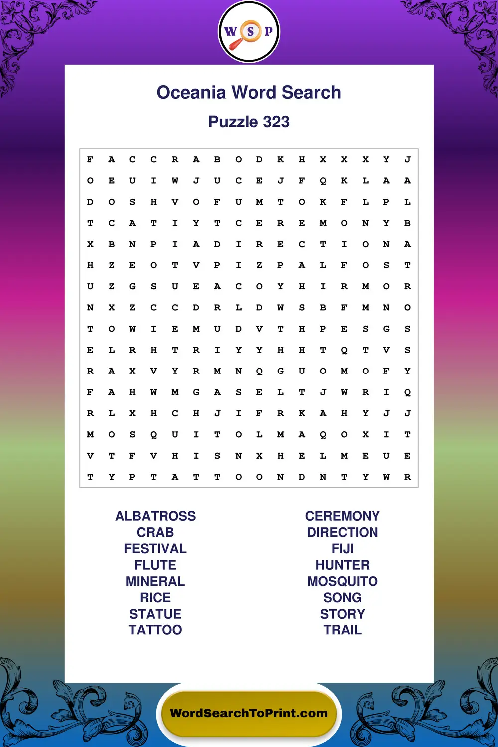 Oceania Word Search Puzzle 323