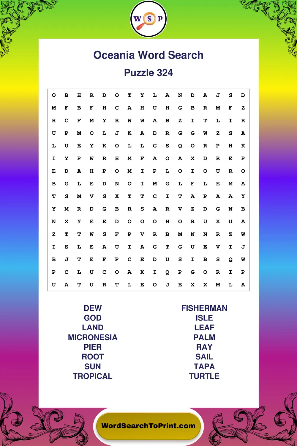 Oceania Word Search Puzzle 324