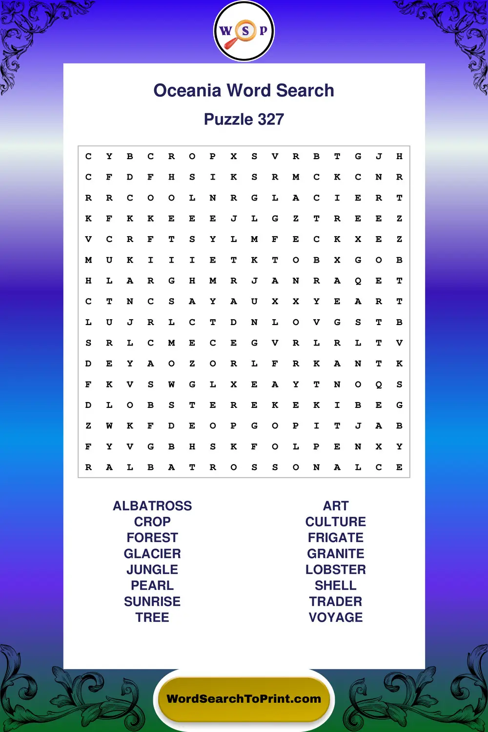 Oceania Word Search Puzzle 327