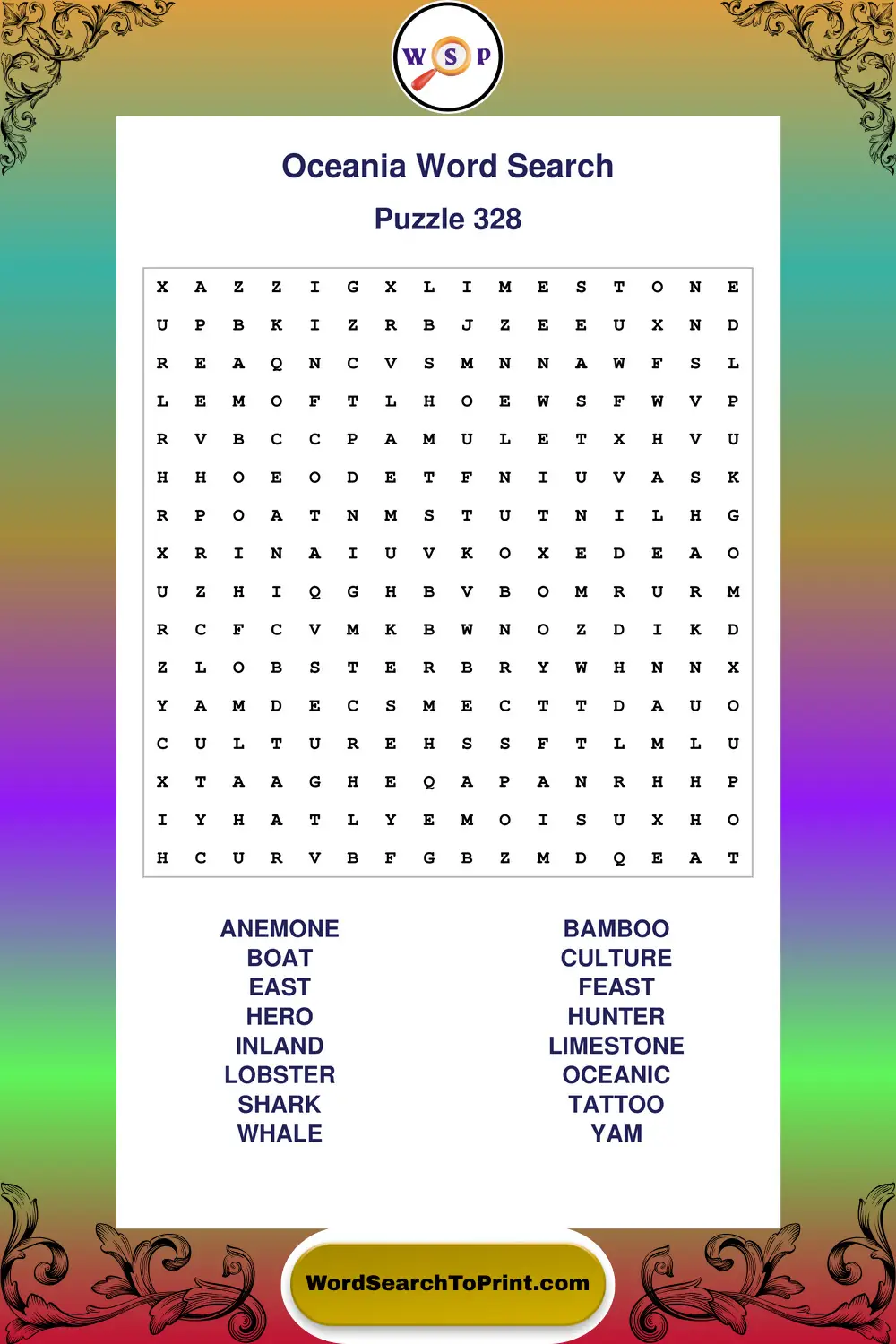 Oceania Word Search Puzzle 328