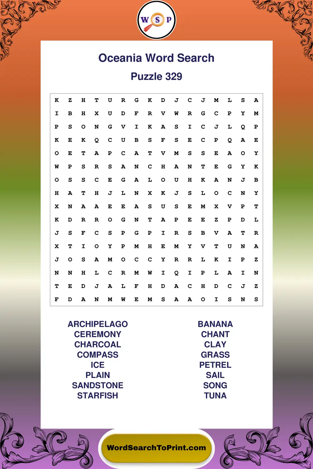 Oceania Word Search Puzzle 329
