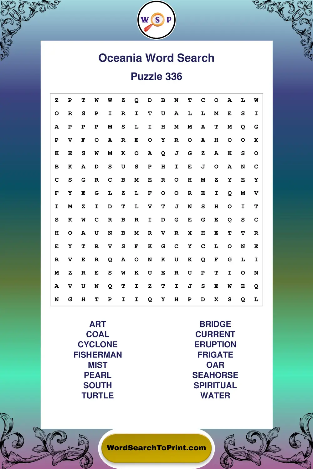 Oceania Word Search Puzzle 336