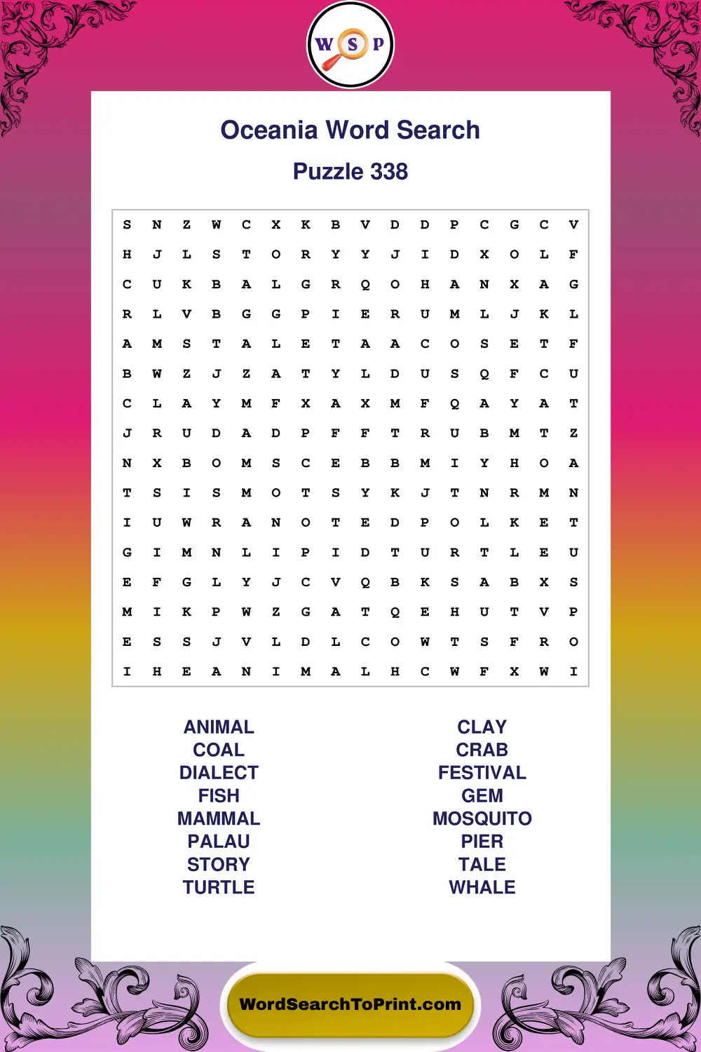 Oceania Word Search Puzzle 338