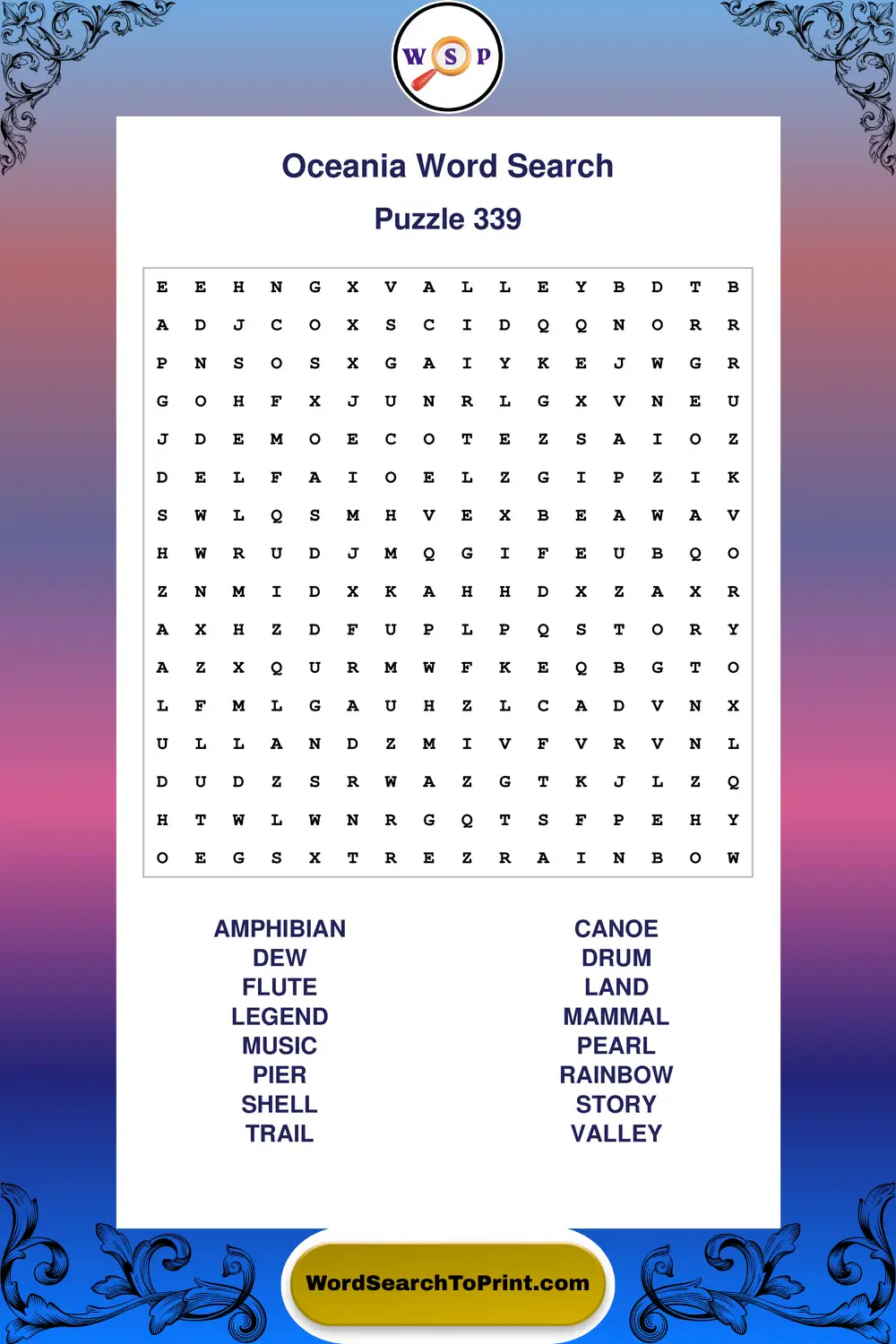 Oceania Word Search Puzzle 339