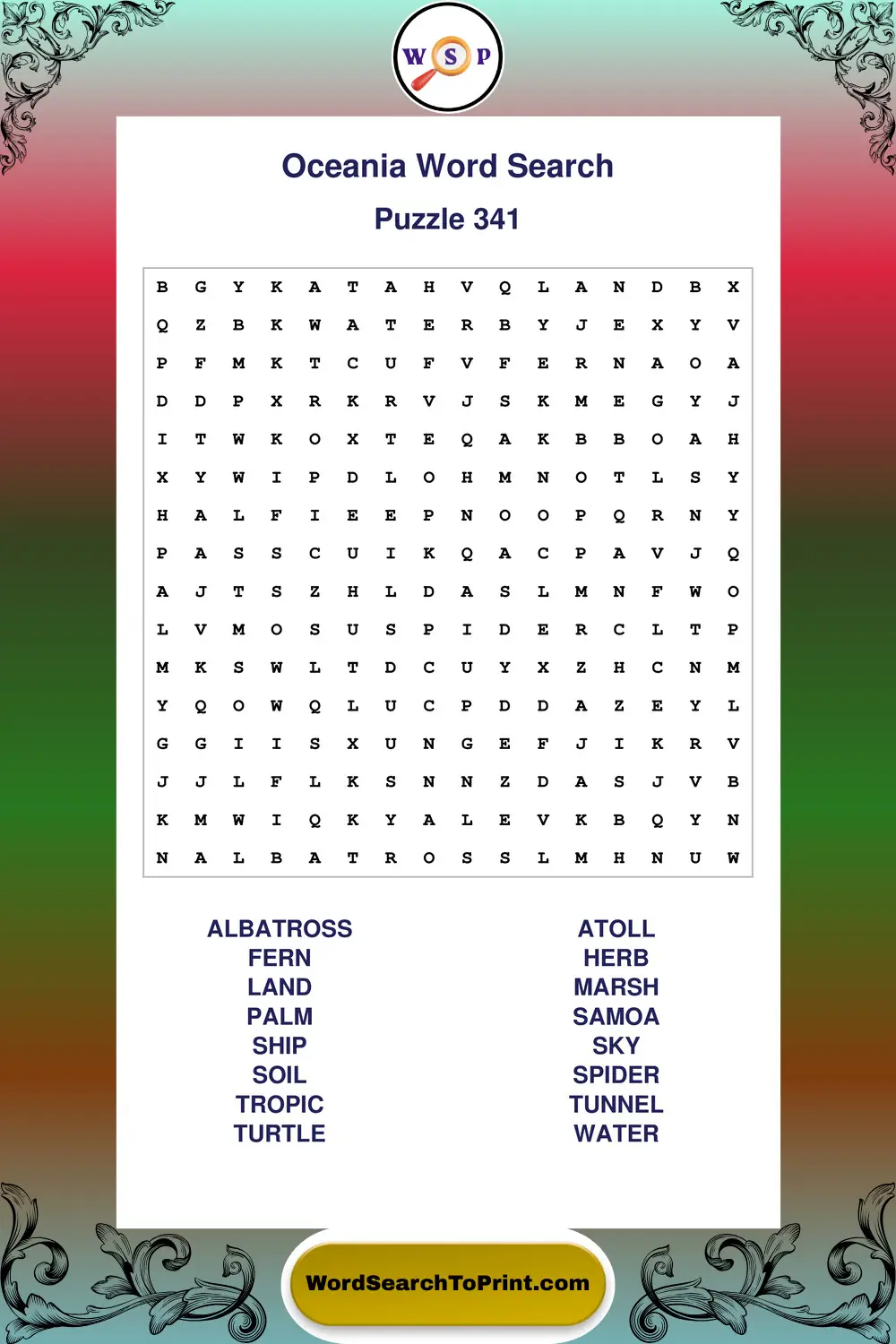Oceania Word Search Puzzle 341