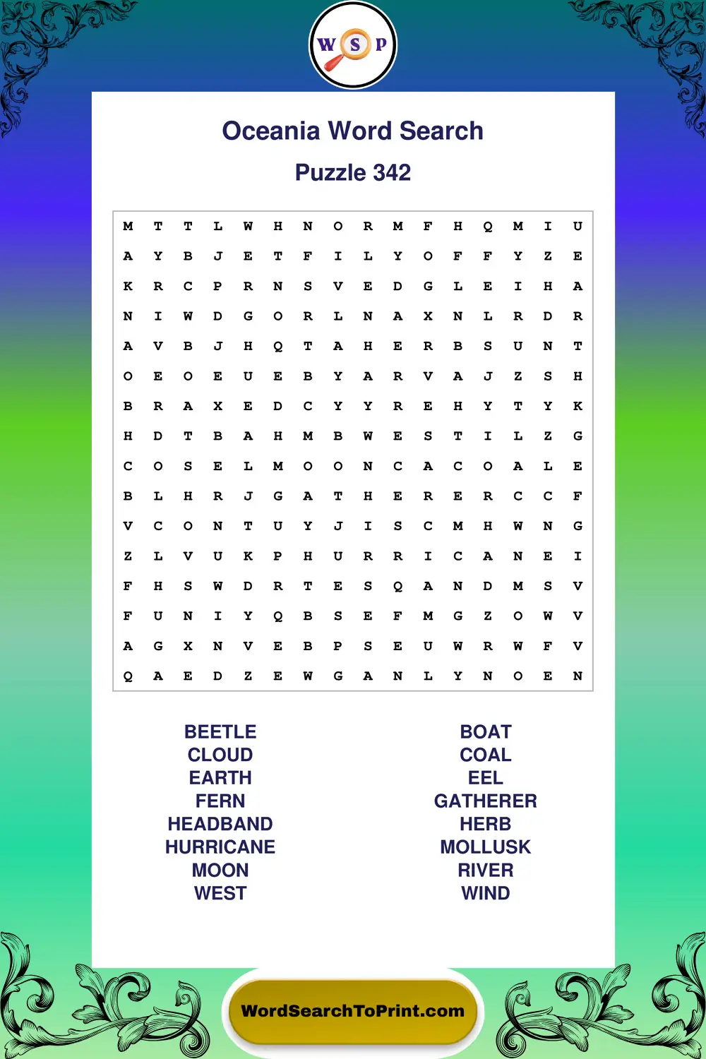 Oceania Word Search Puzzle 342
