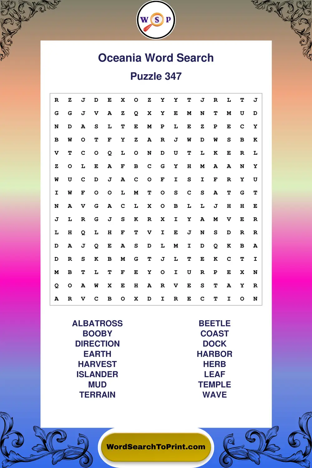 Oceania Word Search Puzzle 347