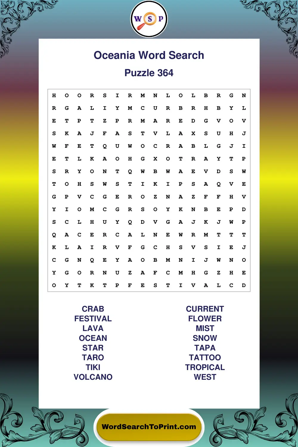 Oceania Word Search Puzzle 364
