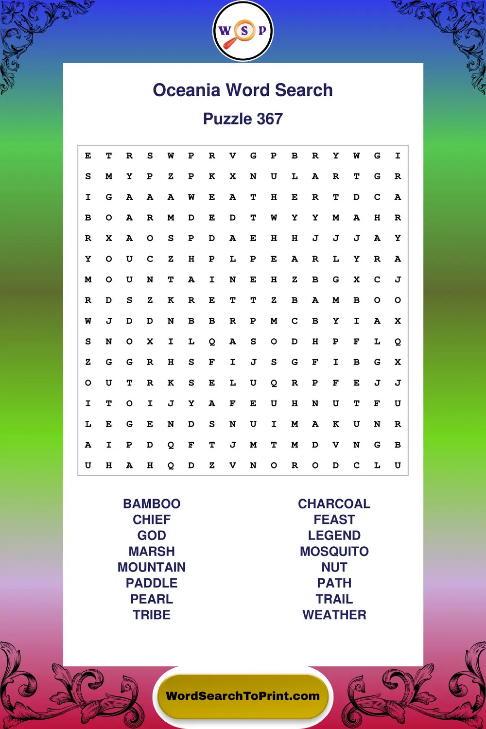Oceania Word Search Puzzle 367