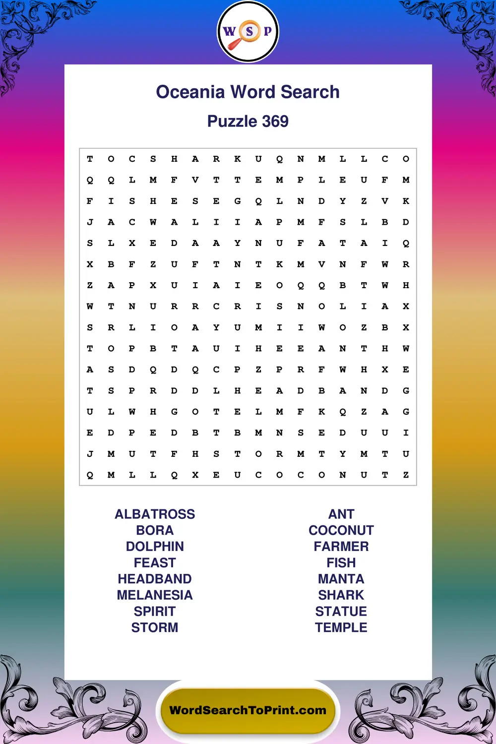 Oceania Word Search Puzzle 369