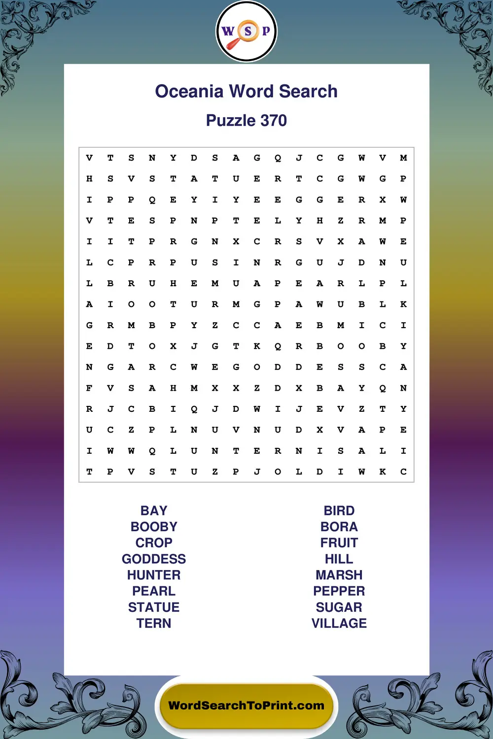 Oceania Word Search Puzzle 370