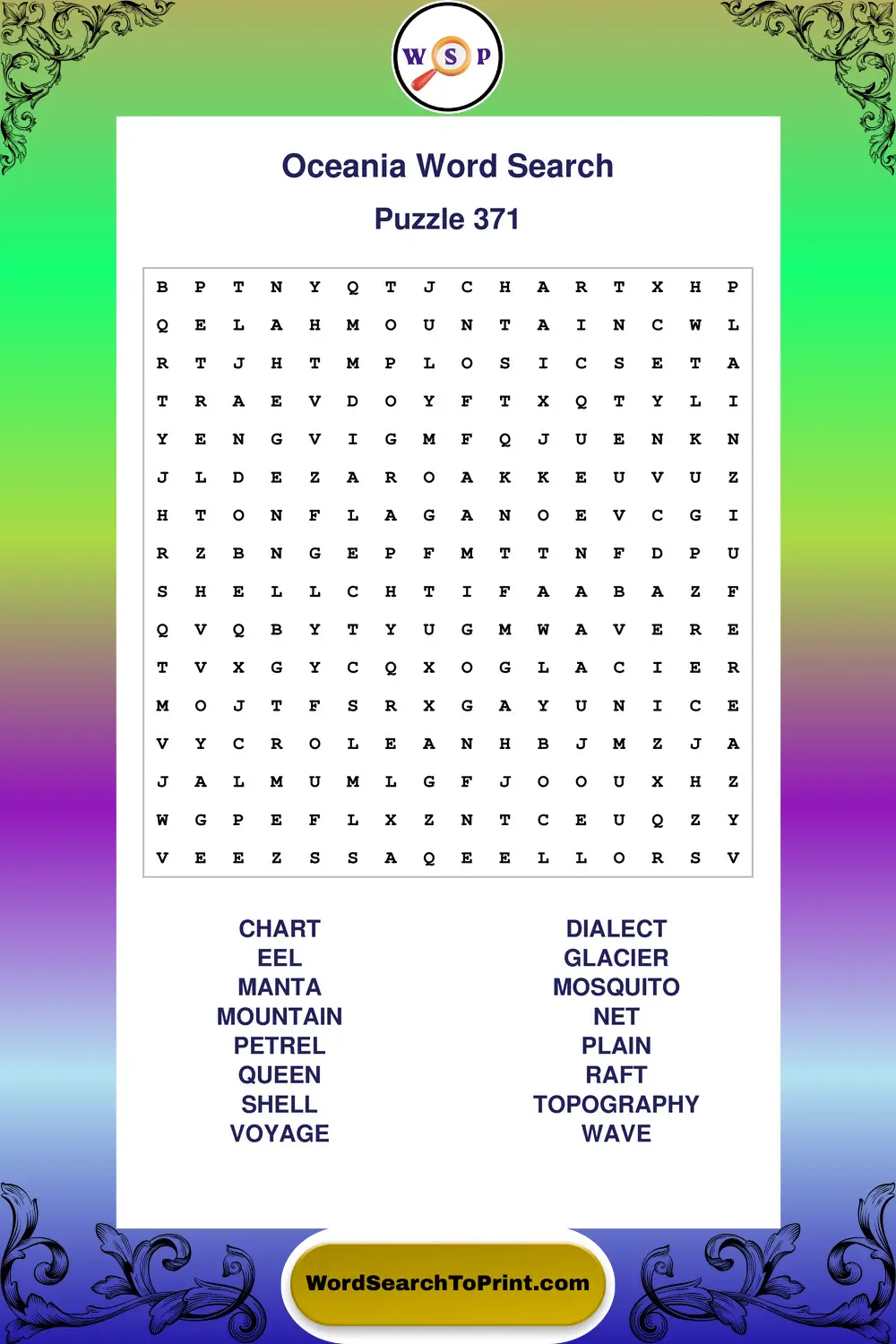 Oceania Word Search Puzzle 371