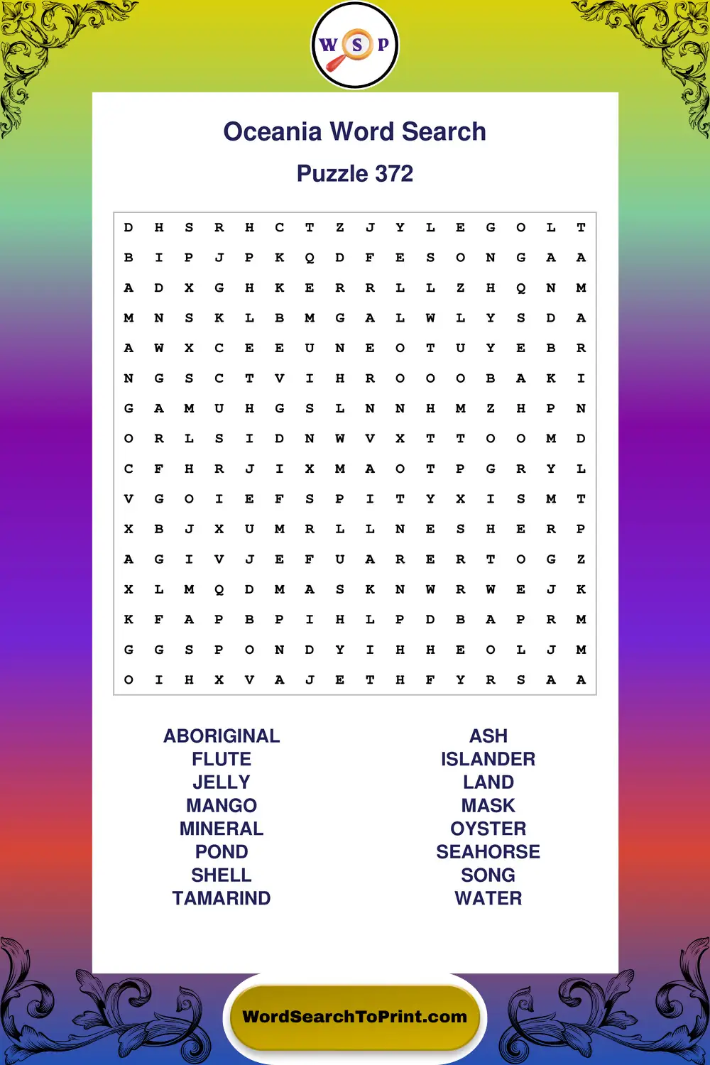 Oceania Word Search Puzzle 372