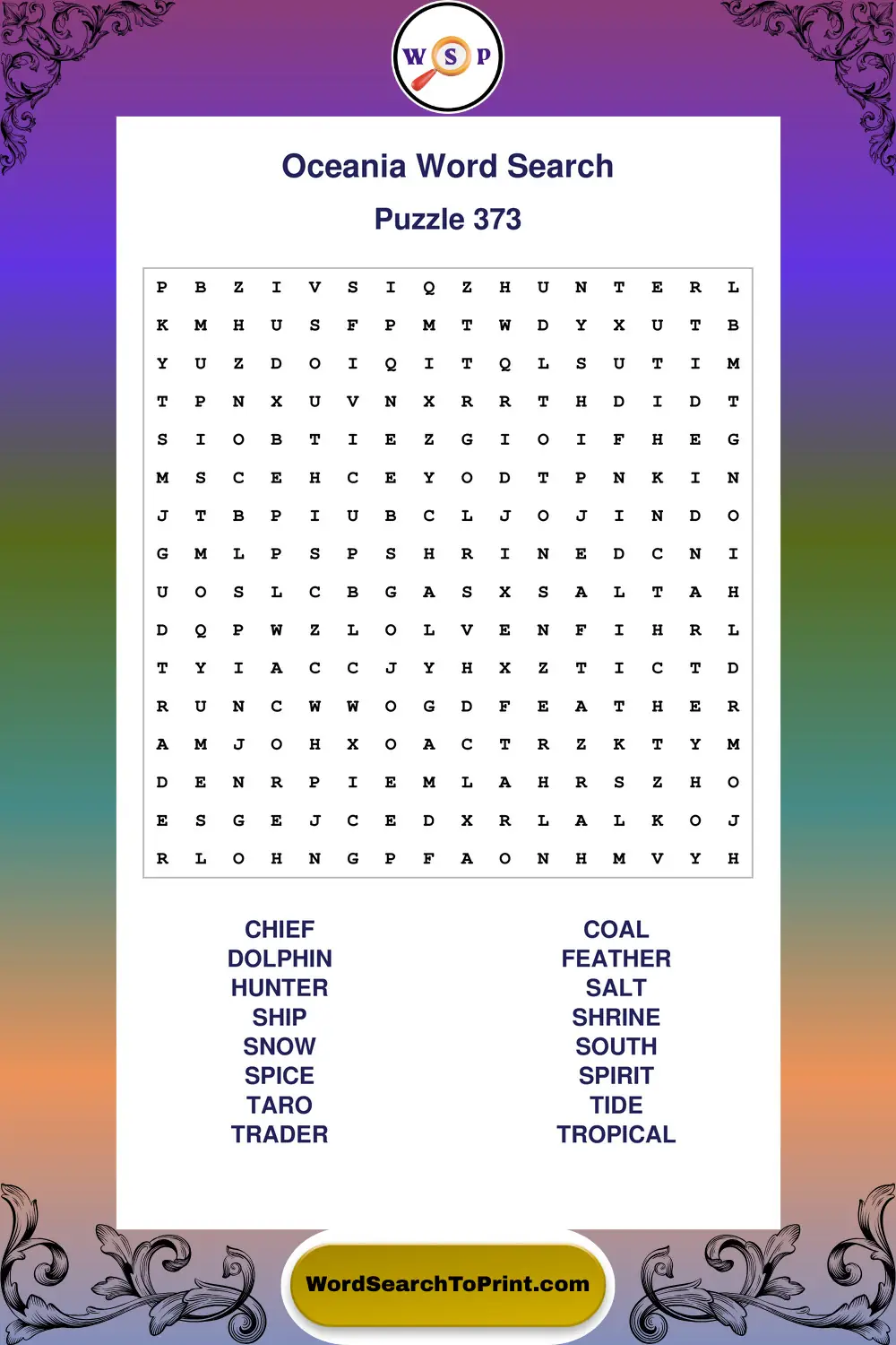 Oceania Word Search Puzzle 373