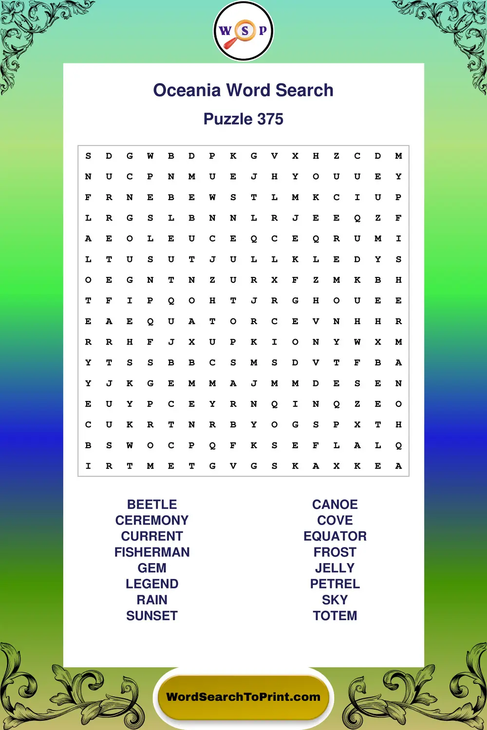 Oceania Word Search Puzzle 375