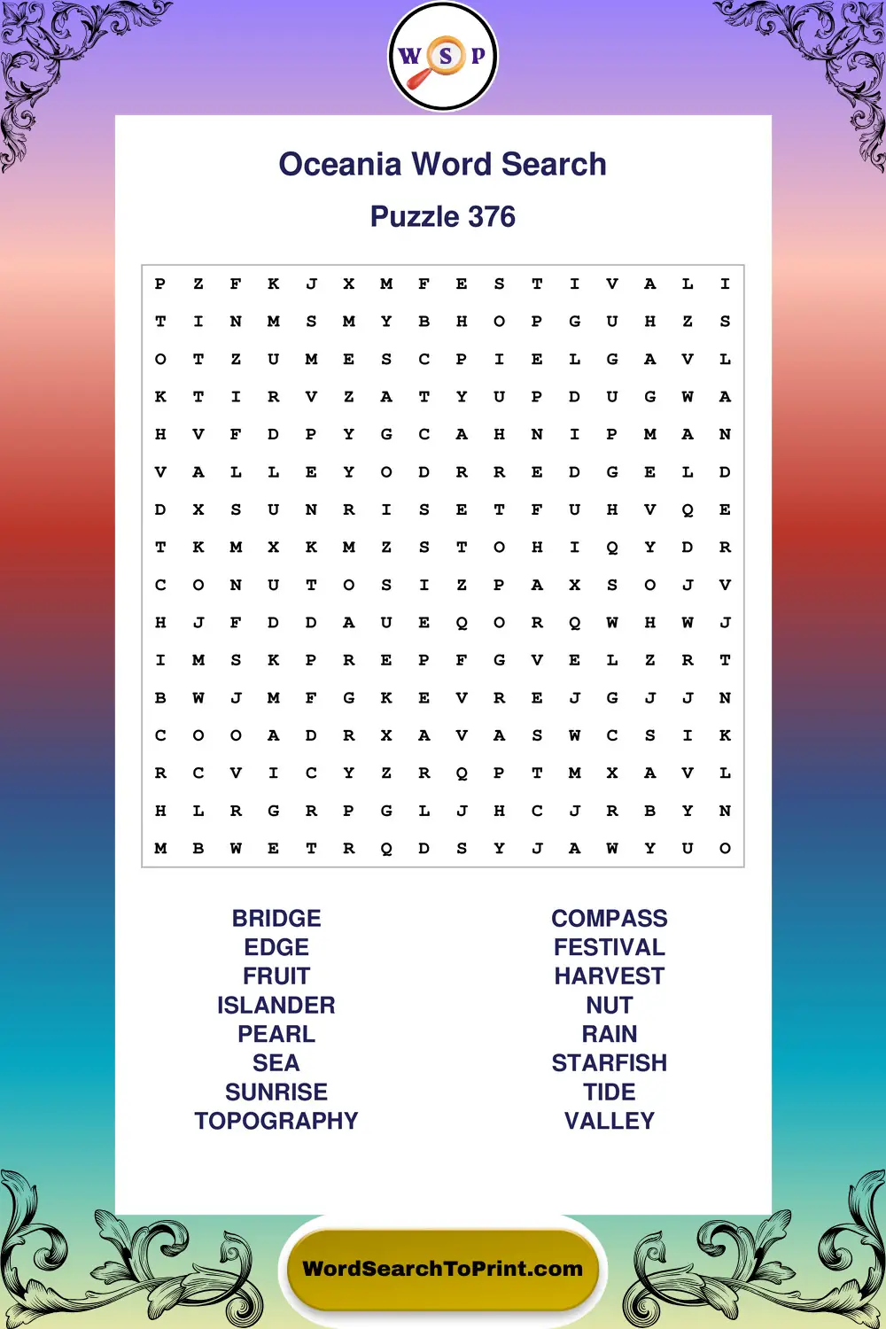 Oceania Word Search Puzzle 376