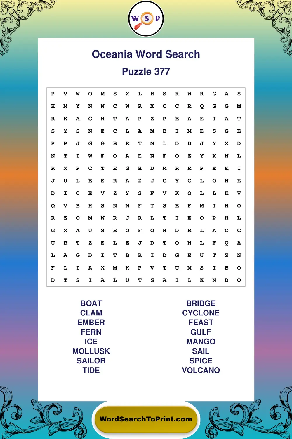 Oceania Word Search Puzzle 377