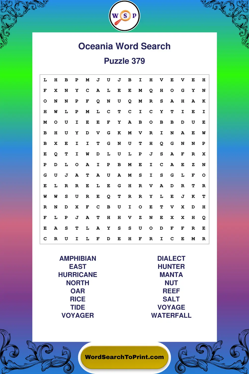 Oceania Word Search Puzzle 379