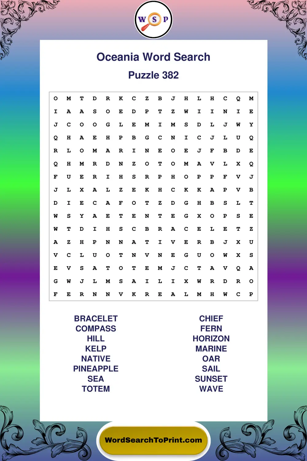 Oceania Word Search Puzzle 382