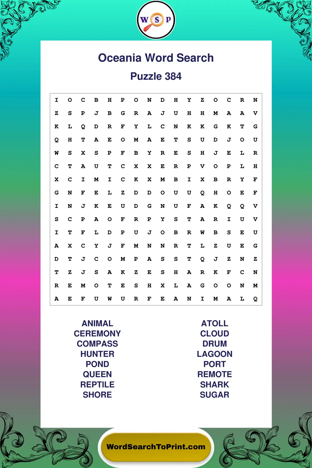 Oceania Word Search Puzzle 384