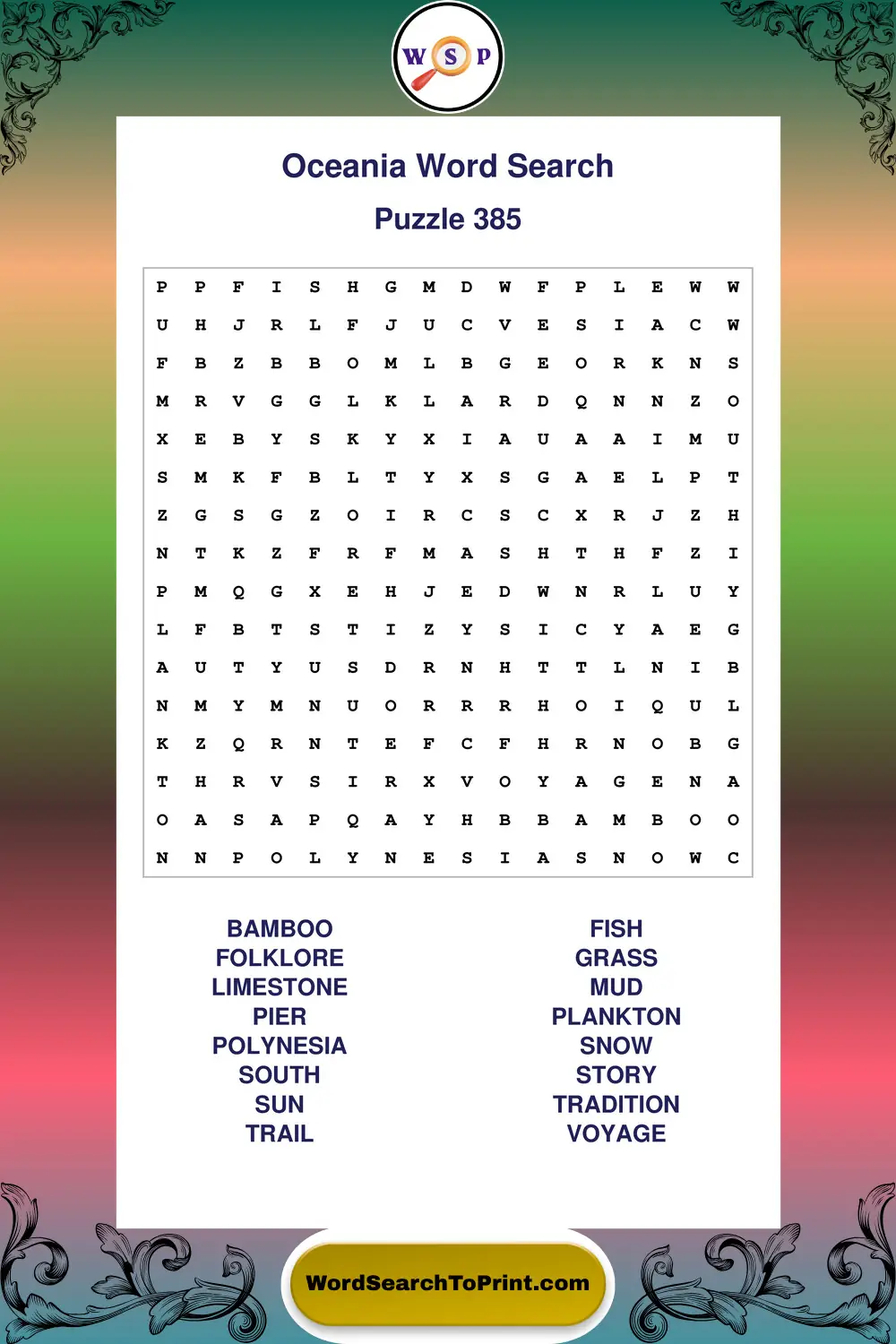 Oceania Word Search Puzzle 385