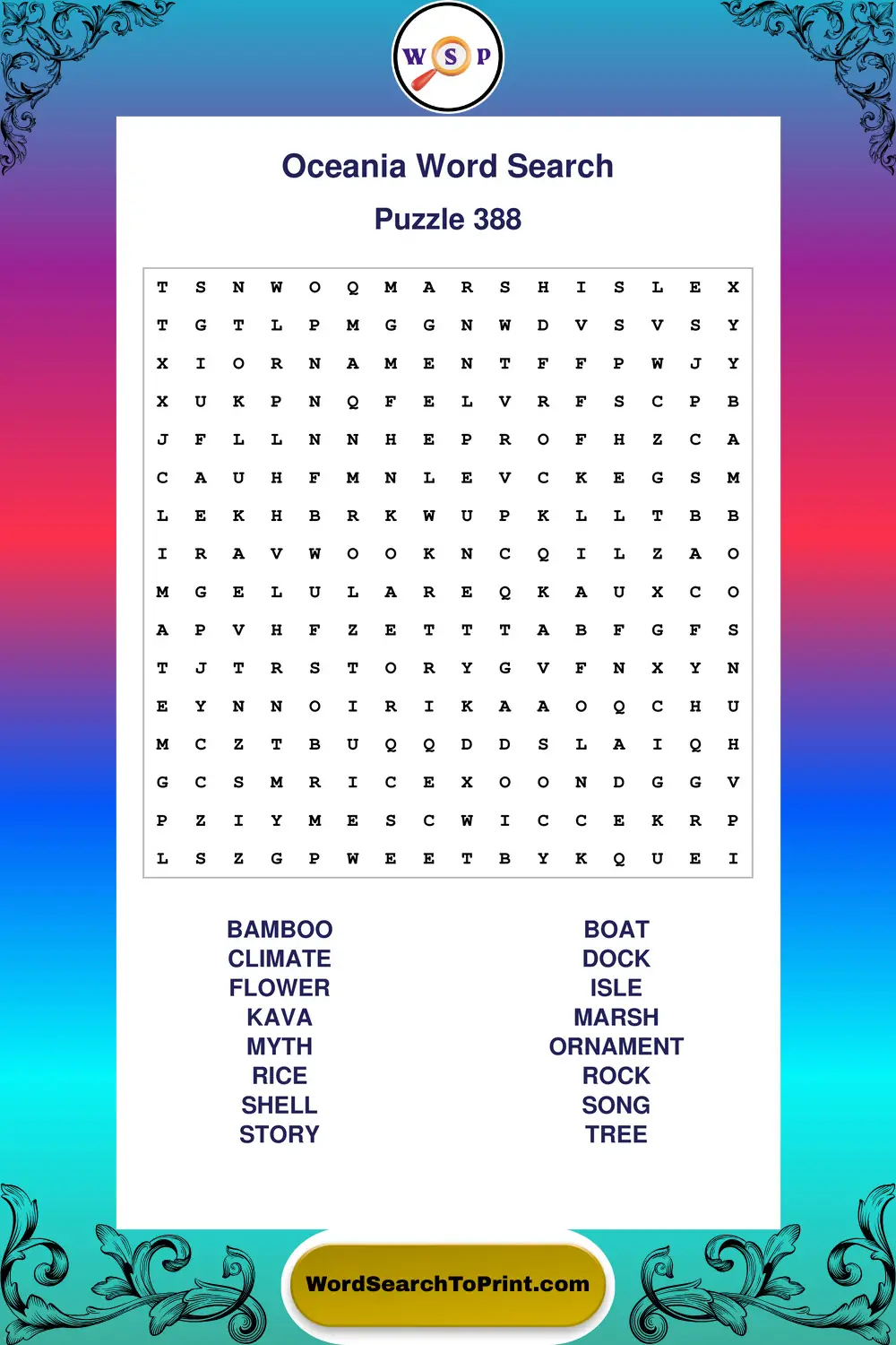 Oceania Word Search Puzzle 388