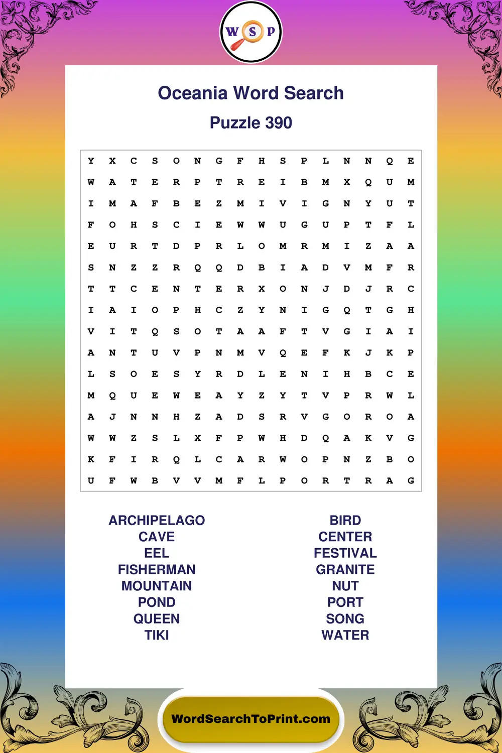 Oceania Word Search Puzzle 390