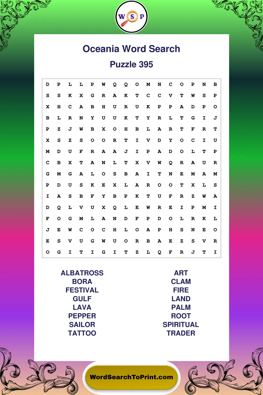 Oceania Word Search Puzzle 395