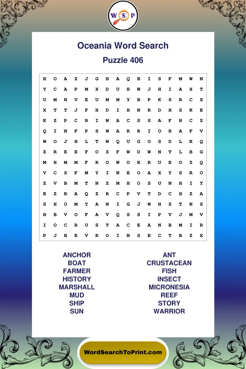 Oceania Word Search Puzzle 406