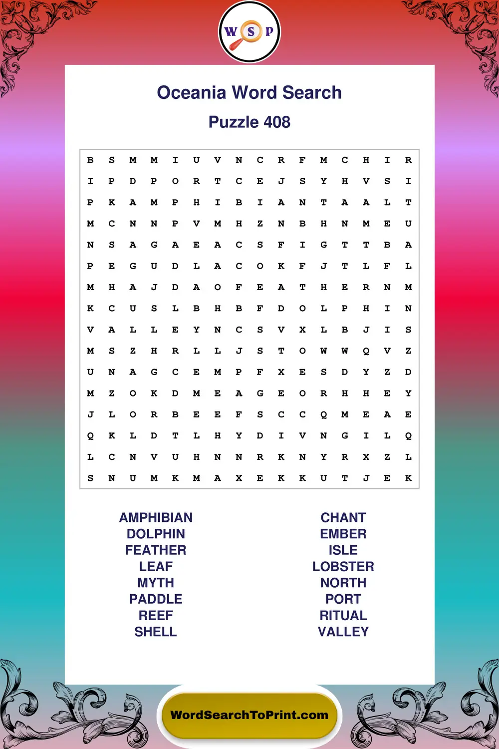 Oceania Word Search Puzzle 408