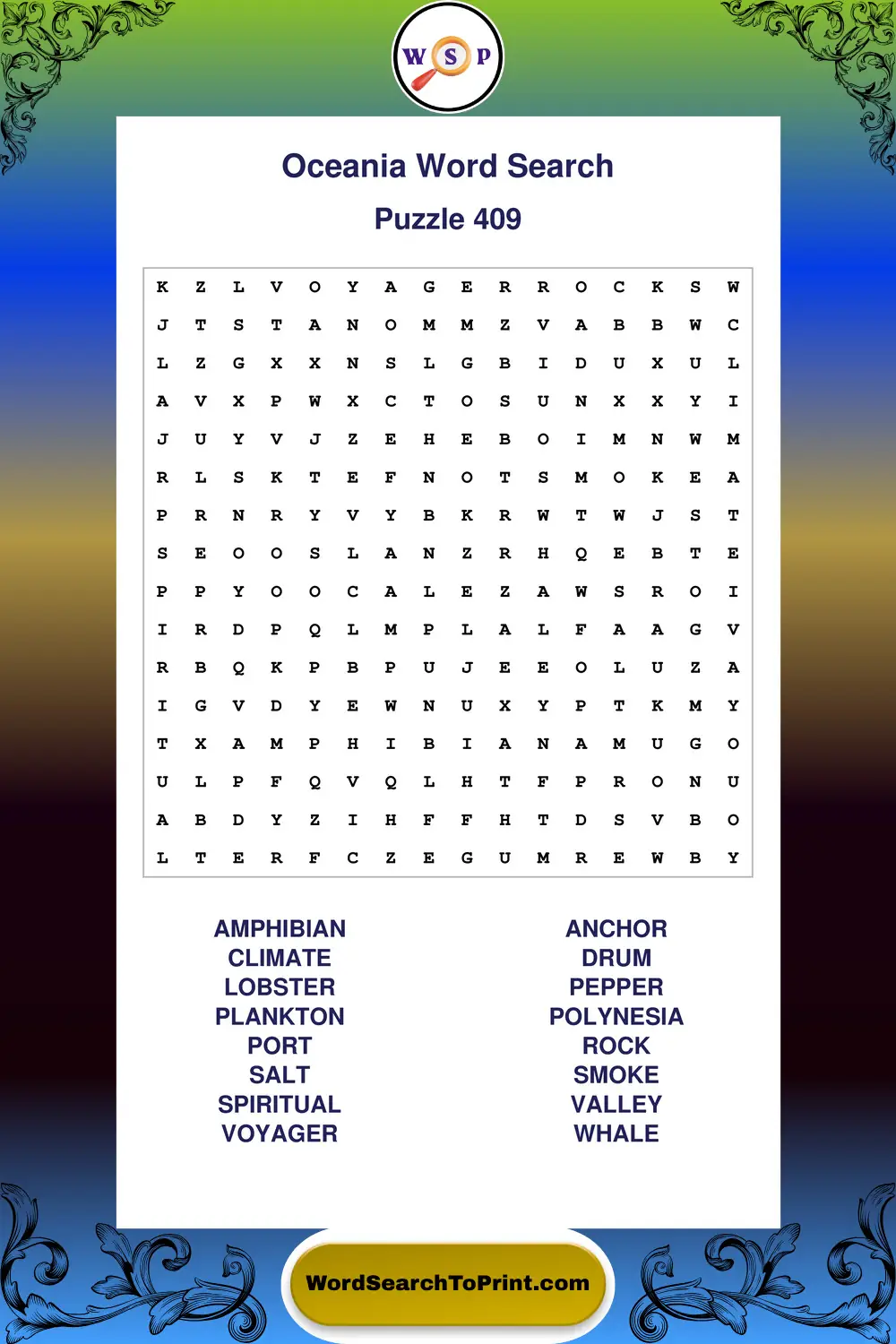 Oceania Word Search Puzzle 409