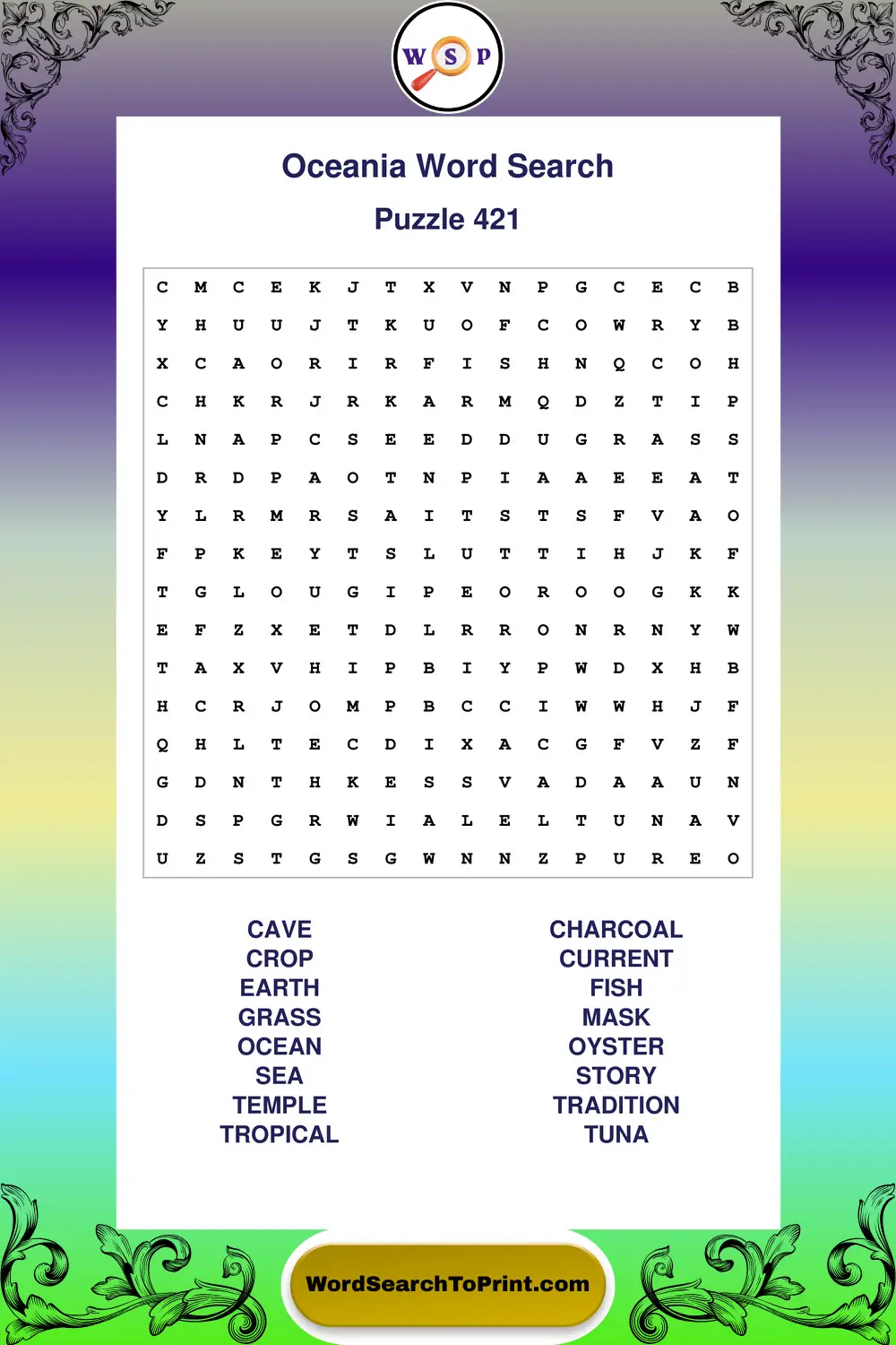 Oceania Word Search Puzzle 421
