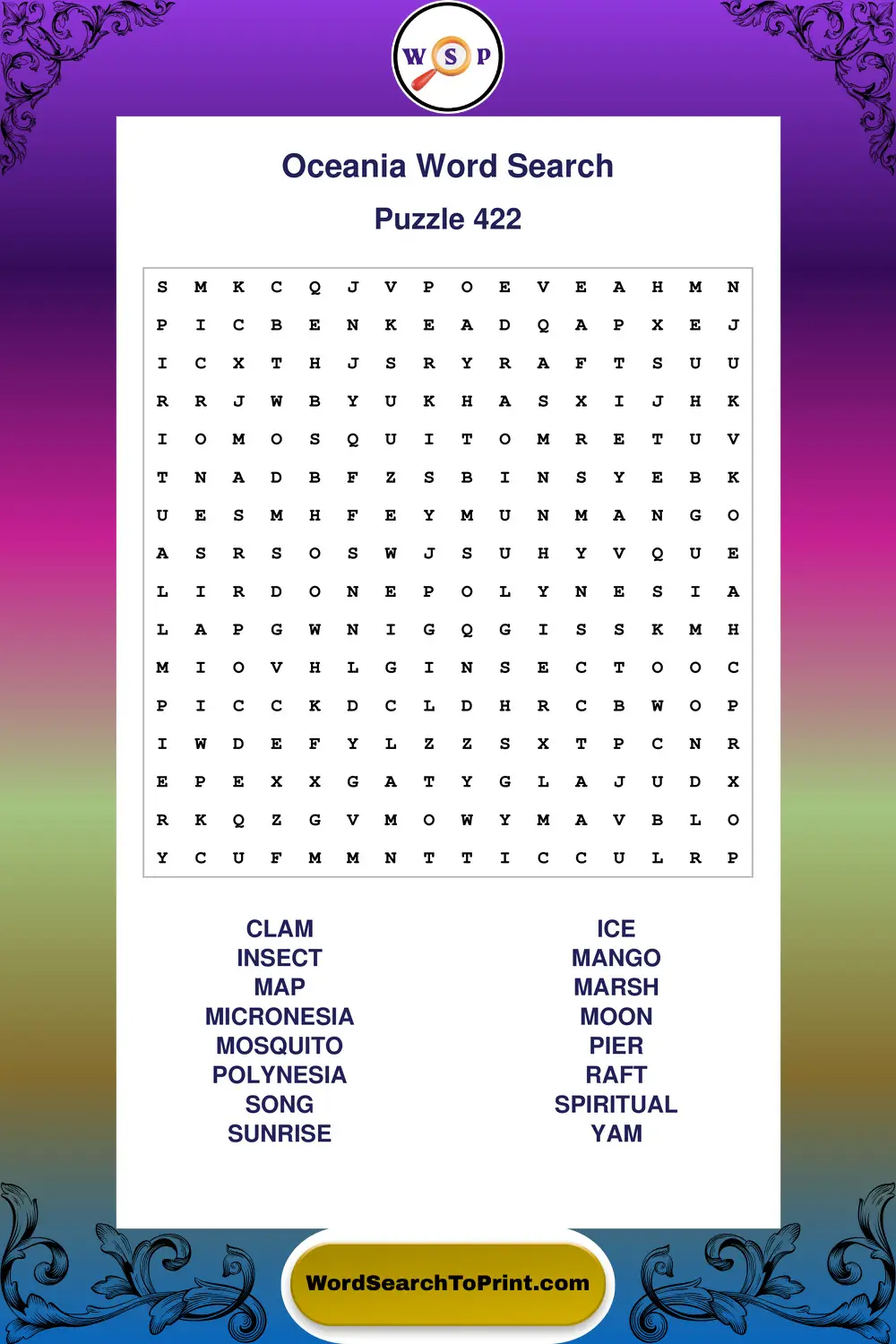 Oceania Word Search Puzzle 422