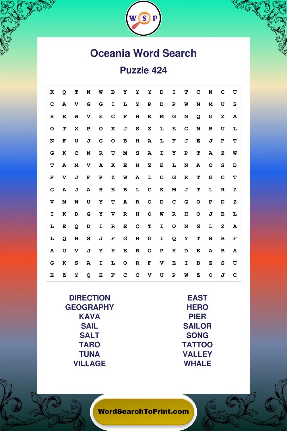 Oceania Word Search Puzzle 424