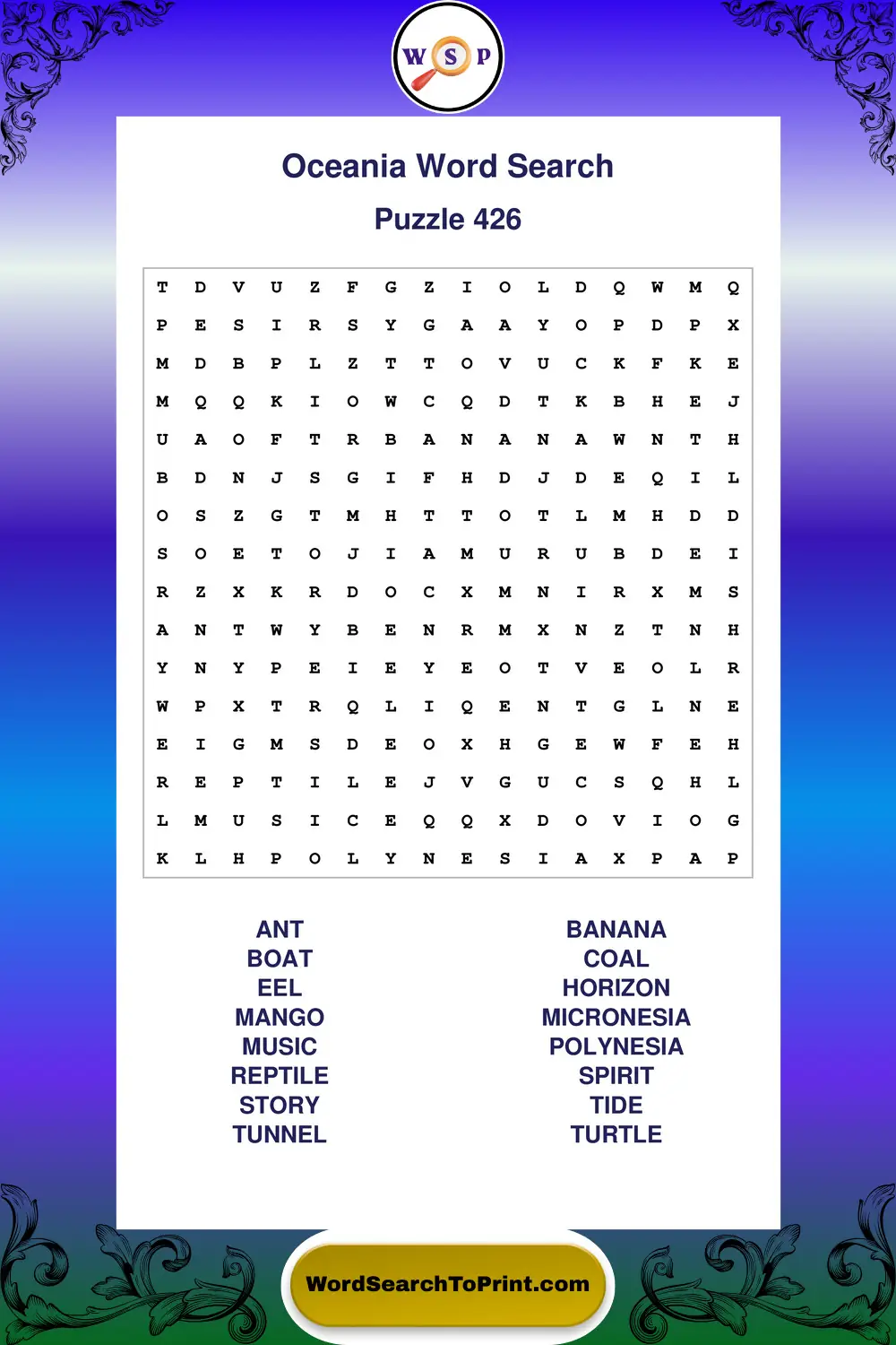 Oceania Word Search Puzzle 426