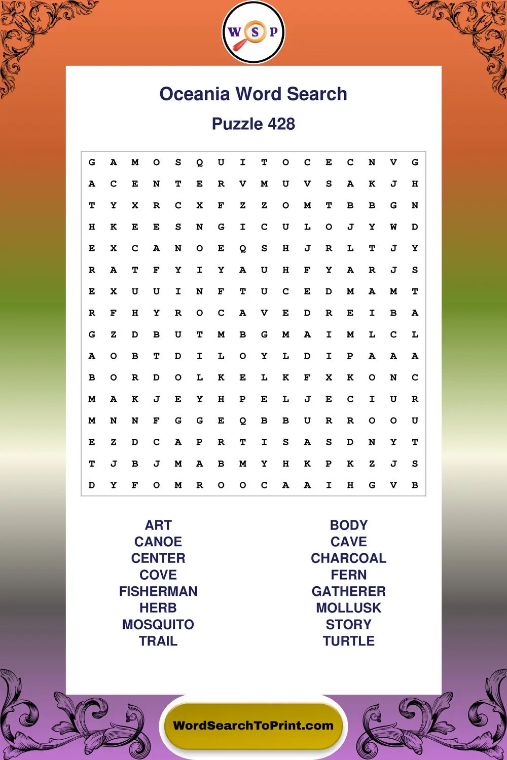 Oceania Word Search Puzzle 428