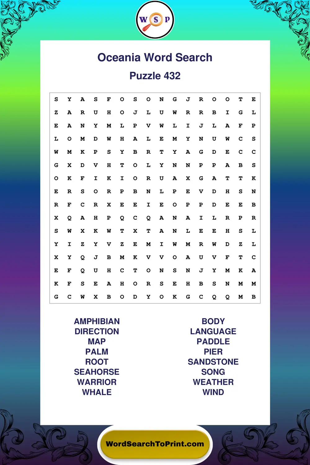 Oceania Word Search Puzzle 432