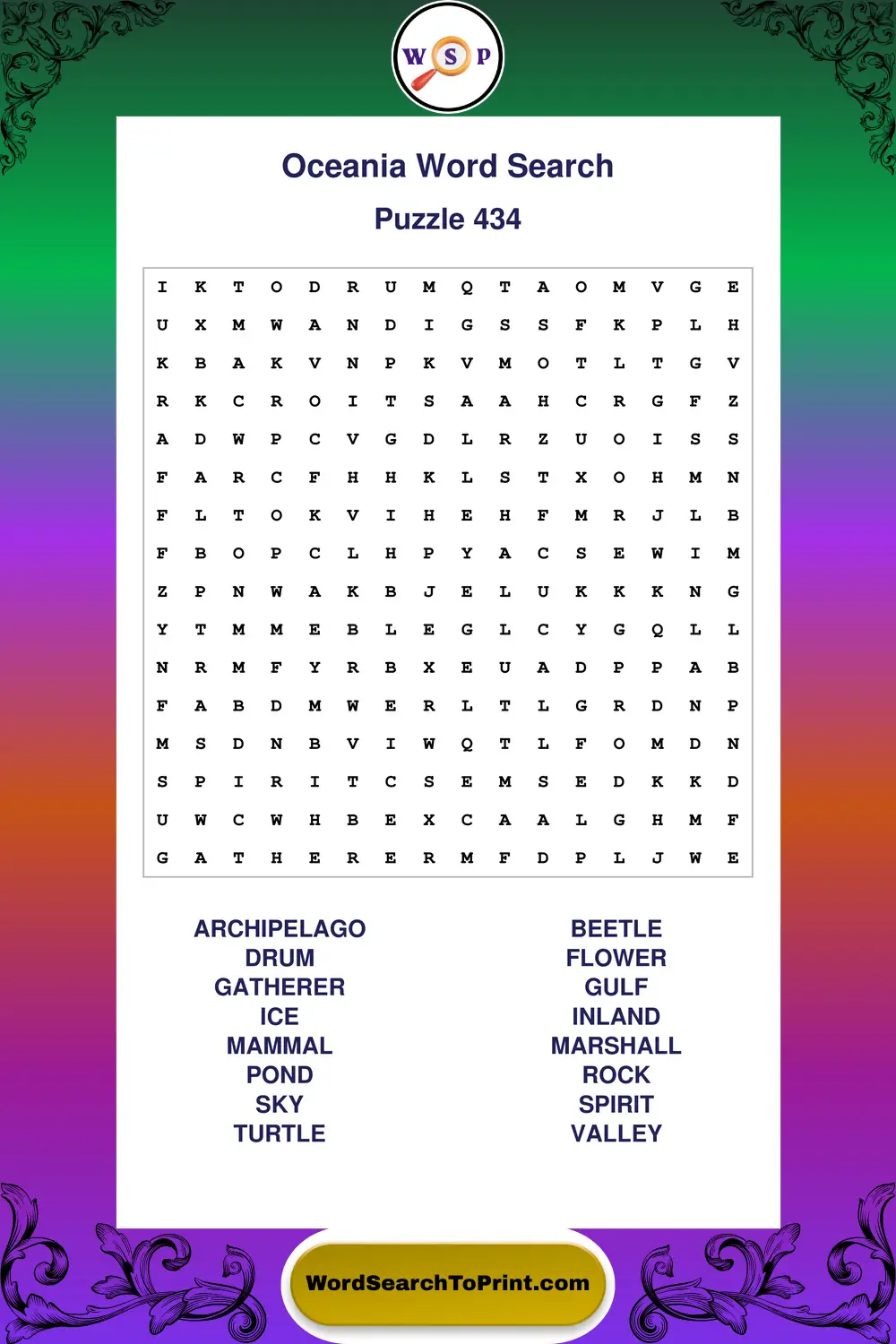 Oceania Word Search Puzzle 434