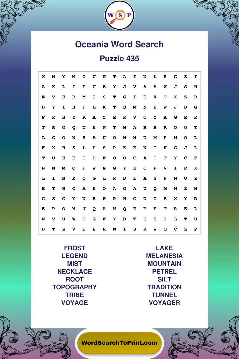 Oceania Word Search Puzzle 435