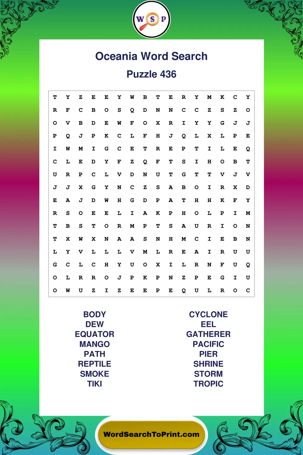 Oceania Word Search Puzzle 436