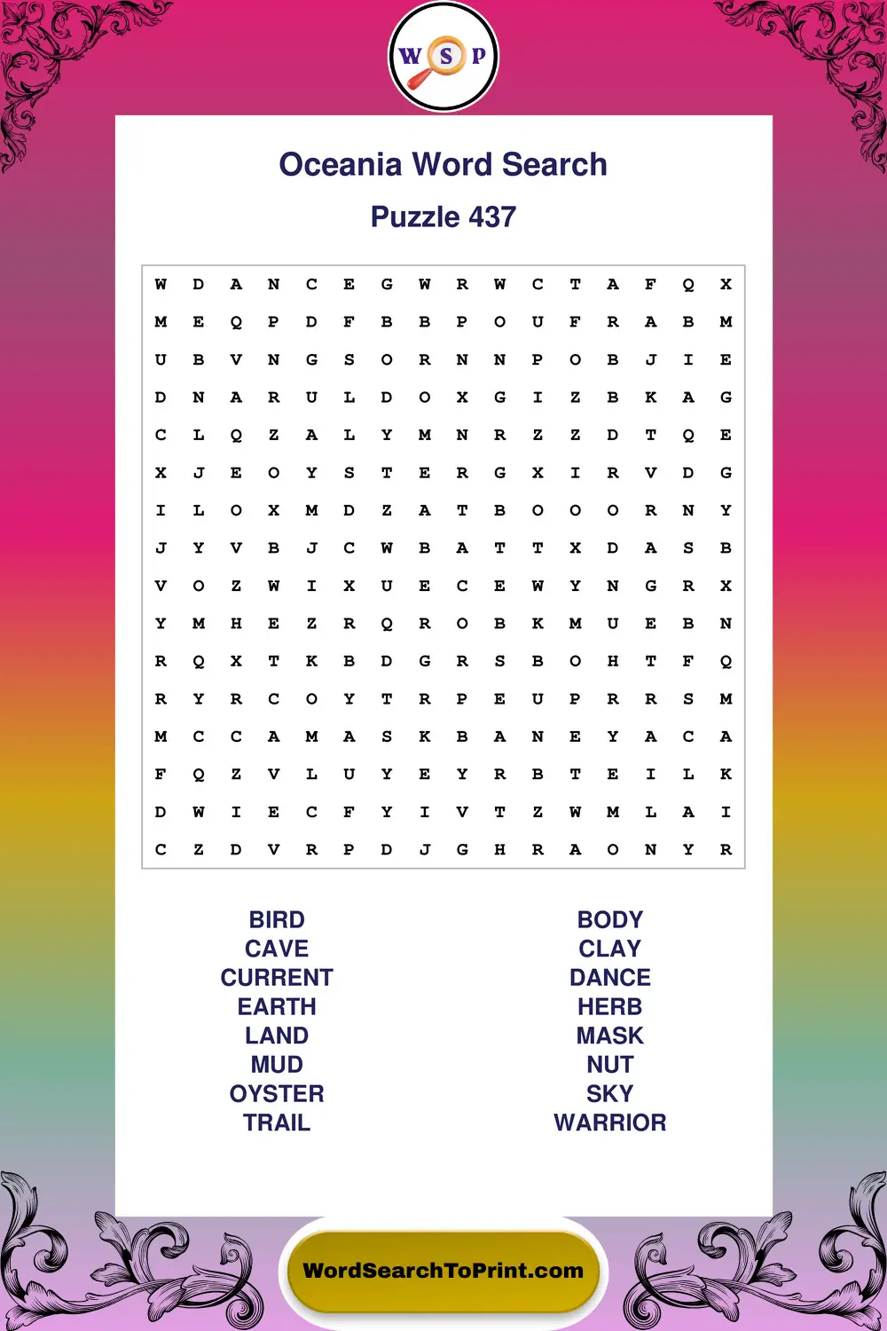 Oceania Word Search Puzzle 437