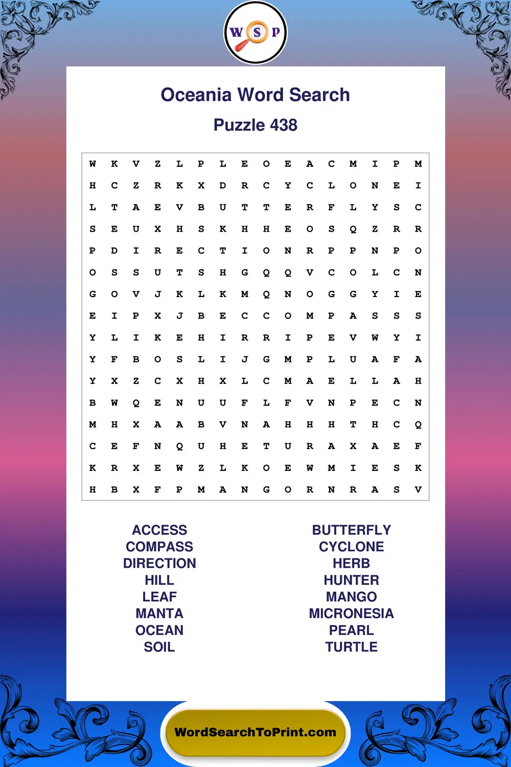 Oceania Word Search Puzzle 438