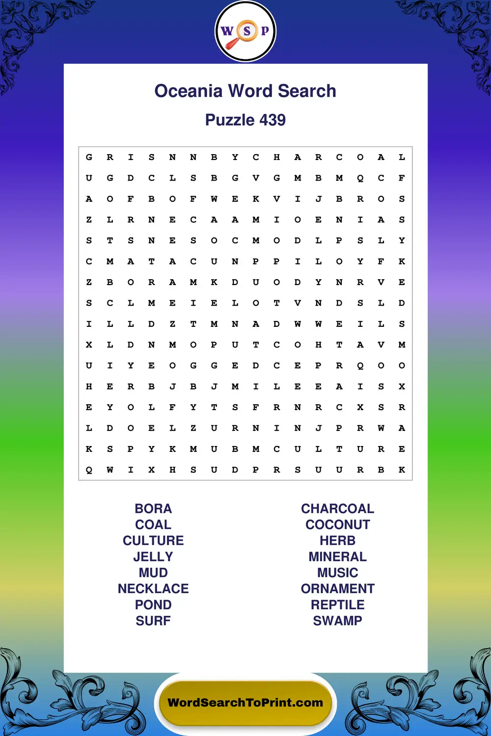 Oceania Word Search Puzzle 439