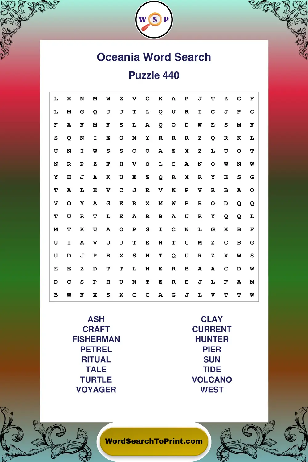 Oceania Word Search Puzzle 440