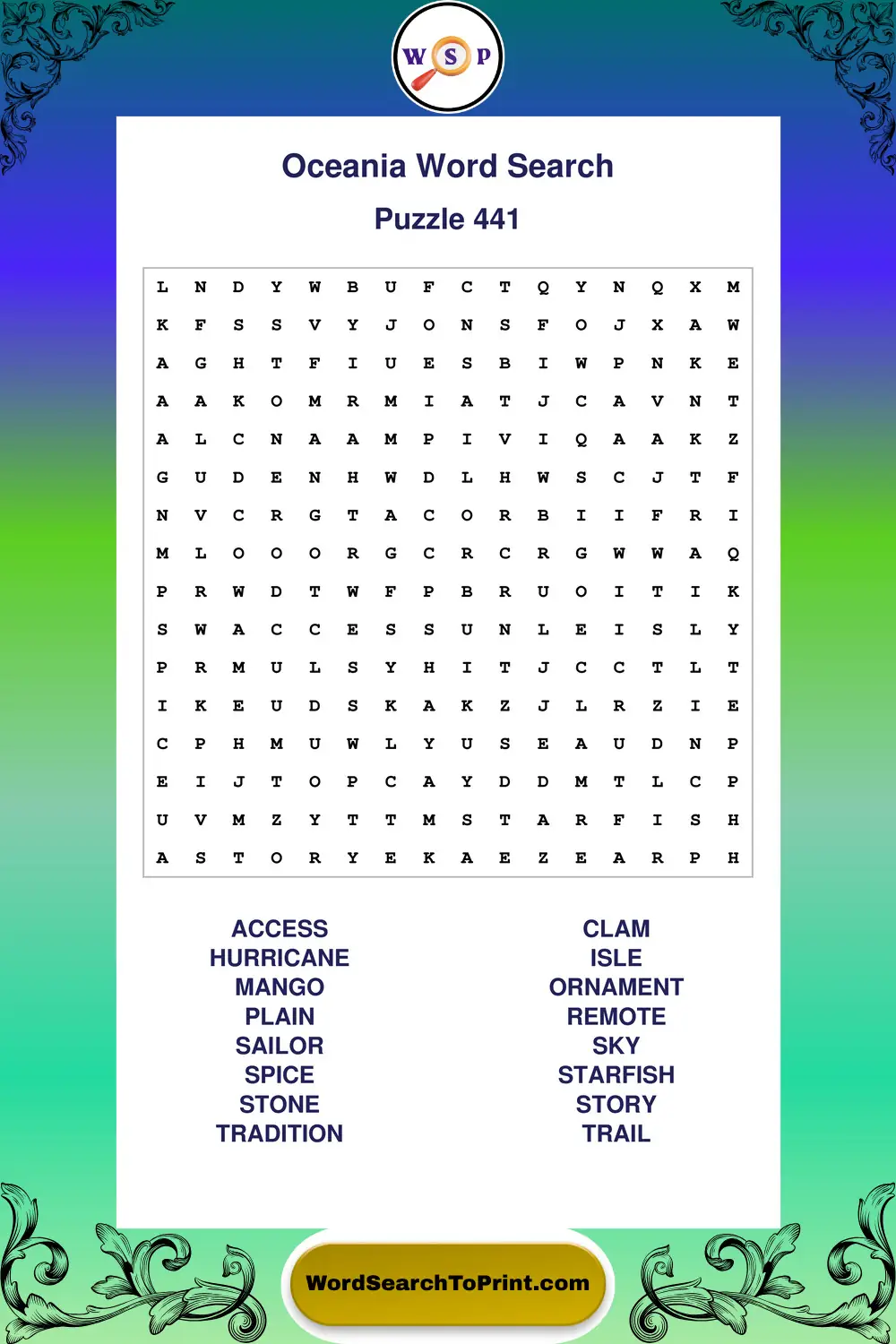 Oceania Word Search Puzzle 441